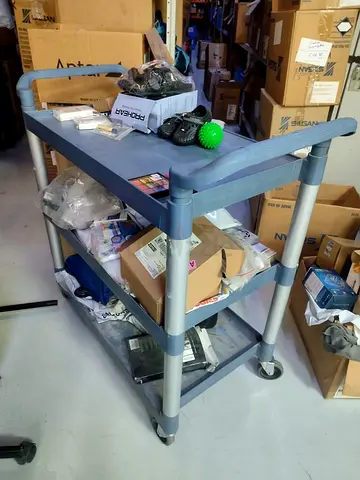 Sturdy 3-Tier Utility Trolley on Wheels - Plastic/Metal