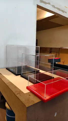 Set of 4 Clear Acrylic Display Boxes on Bases - Various Sizes