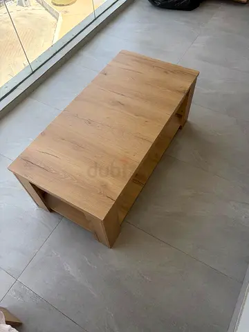 Solid Coffee Table with Lower Shelf
