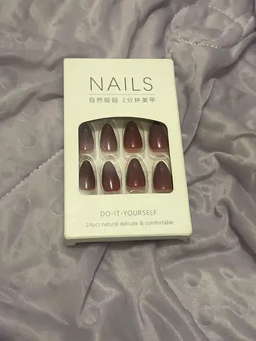 Dark Red Almond Press On Nails
