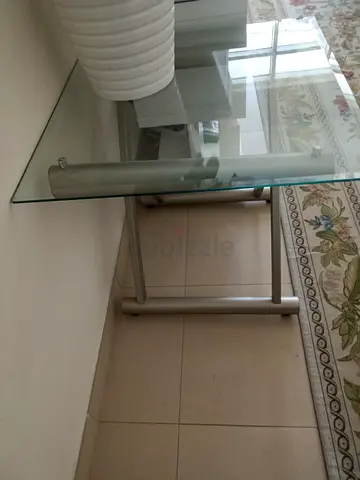 2xGlass Top Side Tables with Silver Metal Frame - Good Condition
