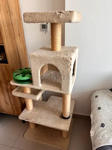 Cat tree with cat accessories