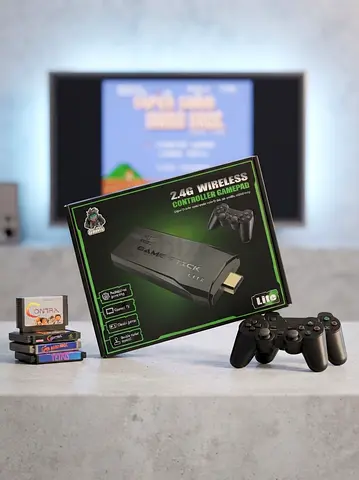 Wireless 2.4G Game Stick + Dual Controllers — Plug & Play HDMI Retro Console