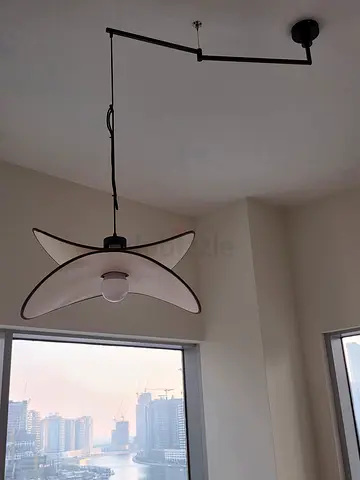Modern wall-mounted adjustable swing-arm ceiling lamp with fabric shade