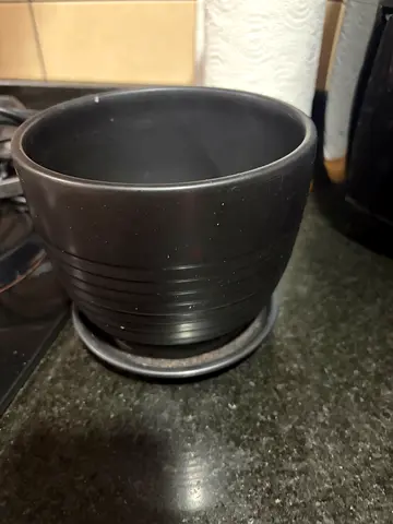 Sleek Matte Black Ceramic Plant Pot with Saucer