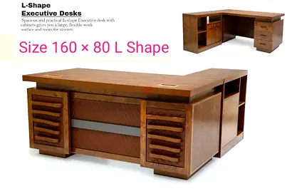 L-shaped Executive Office Desk 160 x 80 cm Solid Wood Finish