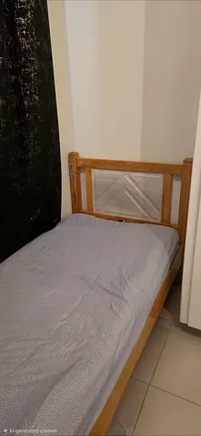 2 Single wooden beds 90x180 with headboard - good condition + 4 mattresses