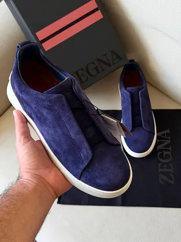 Zegna Navy Suede Slip-On Sneakers (SUPER MASTER QUALITY) 40-46