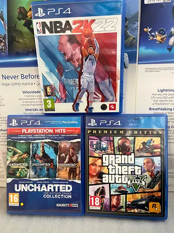 PS4 Games Bundle – NBA 2K22 + Uncharted Collection + GTA V Premium Edition