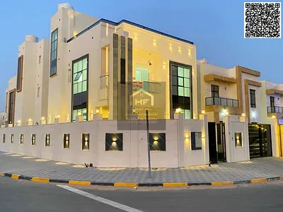 Villa for sale in Al Zahia—corner unit featuring ground floor, first floor, and roof terrace. Freehold ownership available to all nationalities.