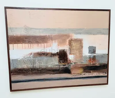 Large Abstract Textured Wall Painting in Earth Tones