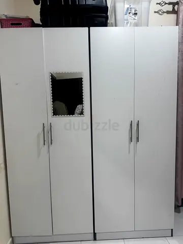 White 3-Door Wardrobe with Mirror - Good Condition