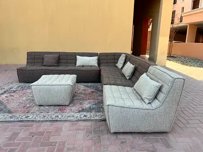 Al Huzaifa Luxury Corner Sofa with Footstool