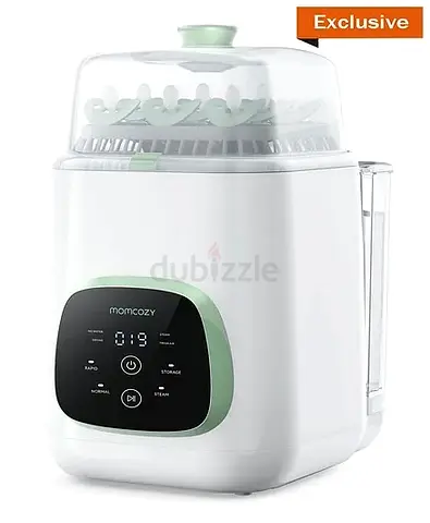 Momcozy Electric Baby Bottle Sterilizer and Dryer - 6 Bottles, Steam & Dry.