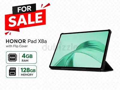 Honor Pad X8a 128GB, 4GB RAM with Flip Cover - Brand New Condition