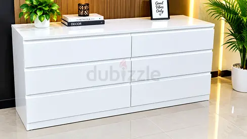Chest of 6 drawer 3×3 by white color Solid wood