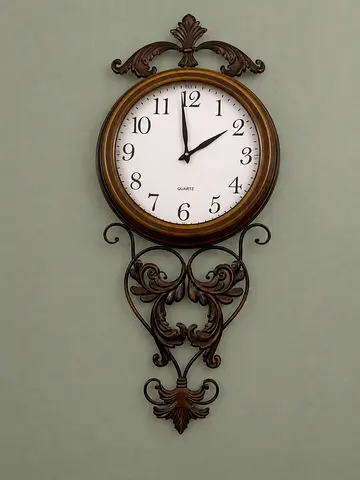 Vintage-style Decorative Wall Clock with Ornate Metal Frame
