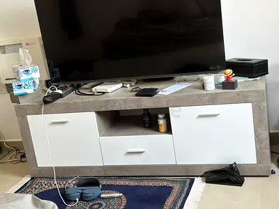 Modern TV Unit / Entertainment Center - Grey & White