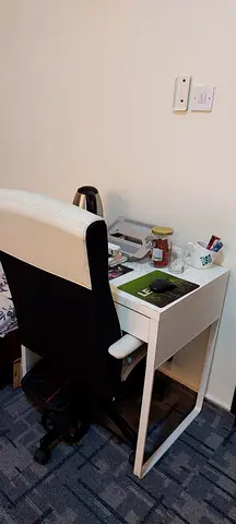 IKEA small computer desk with swivel chair - good condition, AED 120