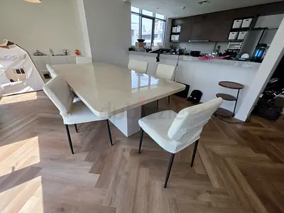 Selling high quality marina home pure marble dining table with 8 chairs