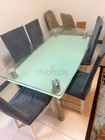 Glass Top Dining Table with 5  Chairs