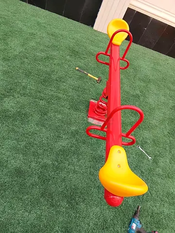Metal Spring Seesaw for Kids - Red & Yellow, Good Condition