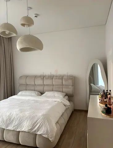 Beige bed, 160x200 with mattress