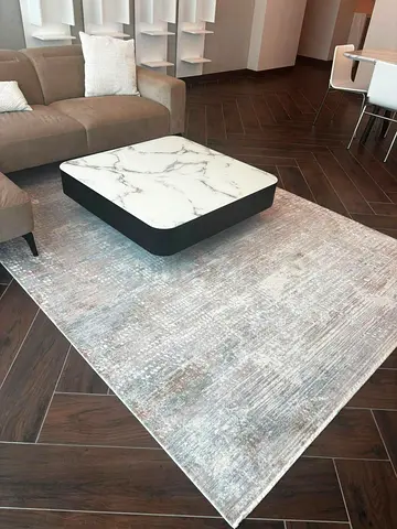 Large Modern Light Grey Abstract Area Rug (200 x 300 cms) — Excellent Condition