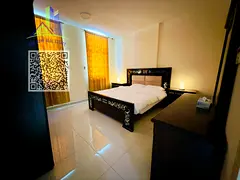 A luxurious, fully furnished one-bedroom apartment with a living room, featuring high-end, brand-new