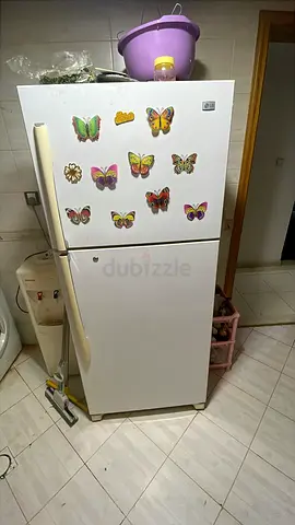 White two-door refrigerator with top freezer - used, working