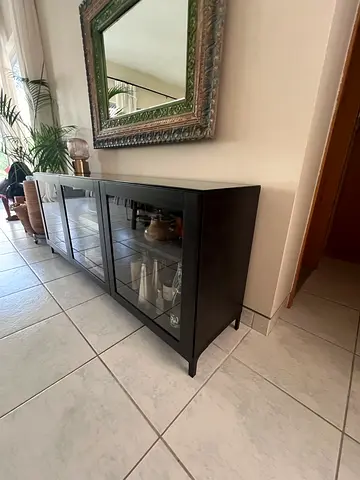 Dark wooden display cabinet BESTA with glass doors - excelente  condition