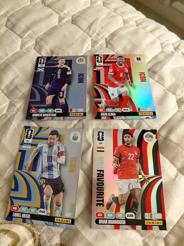 Group of football trading cards