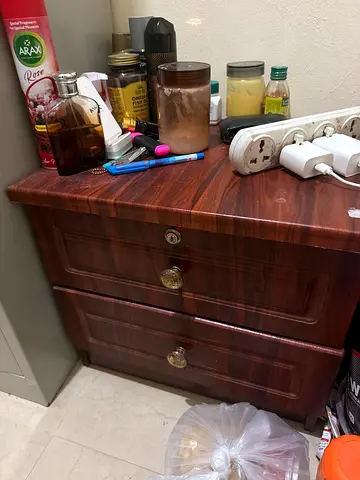 Wooden bedside nightstand with two drawers