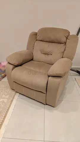 Beige Recliner Armchair Set - Comfortable Single Seater Sofa Chair