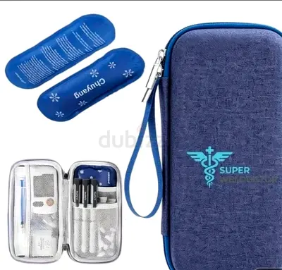 Brand new portable medical kit pouch with ice packs — compact health organizer for insulin etc