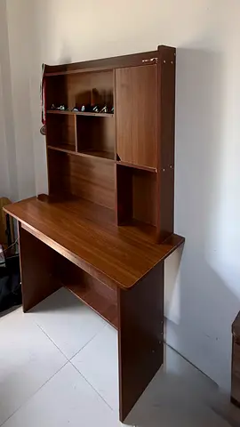 Wooden Study Desk with Hutch - Compact Home Office Desk