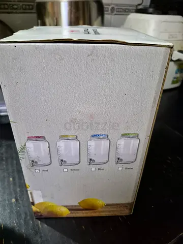 Glass Dispenser with faucet (new in box) - assorted rim colors