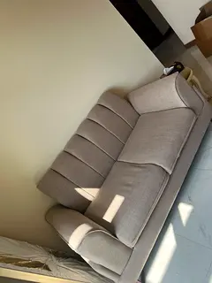 Light beige 3-seater fabric sofa in good condition
