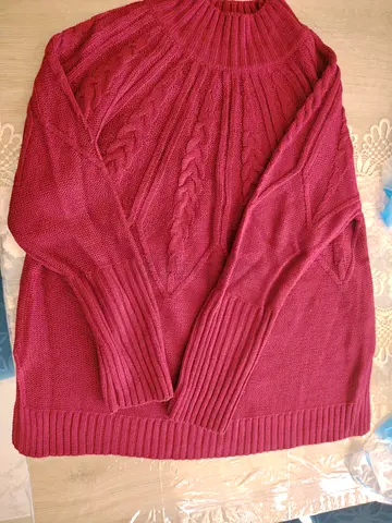 Maroon Cable Knit Women's Jumper - Size Medium (approx.)