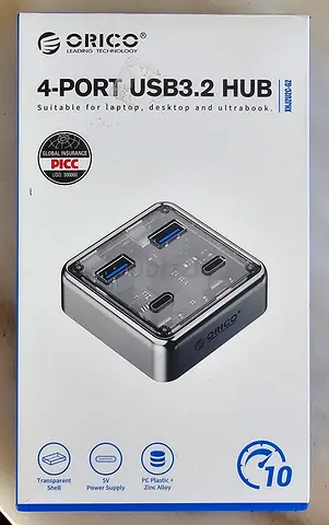 ORICO 10Gbps USB-C Hub, 4-Port Zinc Alloy USB 3.2