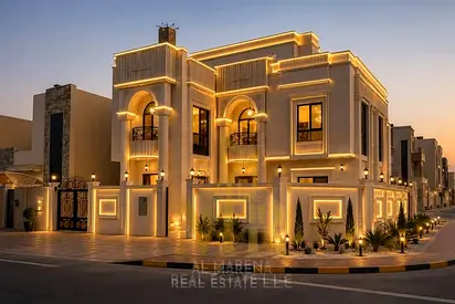 فيلا فاخرة للبيع في الزاهية | زاوية شارعين | 6 غرف نوم ماستر | مسبح وروف | شامل رسوم التسجيل والتملك