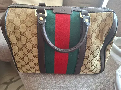 Gucci GG Supreme Web Boston Bag