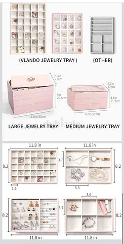 Set of Pink Velvet Jewelry Trays - Large & Medium small Organizers brand new