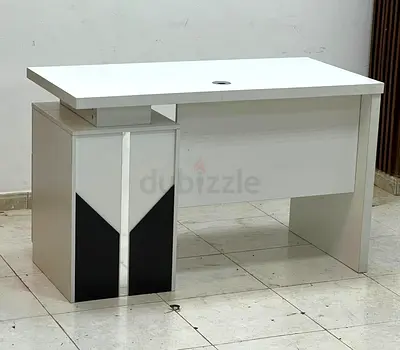White modern office desk with storage pedestal - brand new