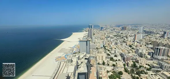 Luxury 2BR with Amazing Sea & City View from Higher floor, FREE Gym, FREE POOL + Parking on Ajman Corniche