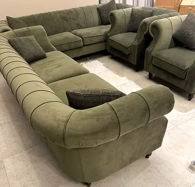 Olive green 2 big&2small sofa set good condition 6 months used