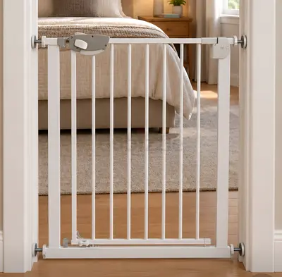 White Pressure-Mounted Baby Safety Gate — Good Condition
