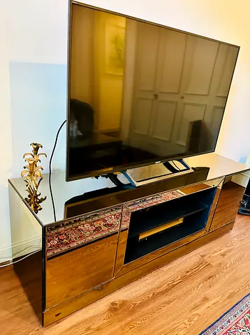 Marina home TV Entertainment Unit with Storage - Rose gold mirror