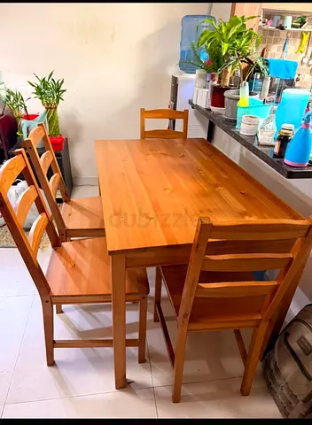 Solid Wood Dining Set with 4 Chairs