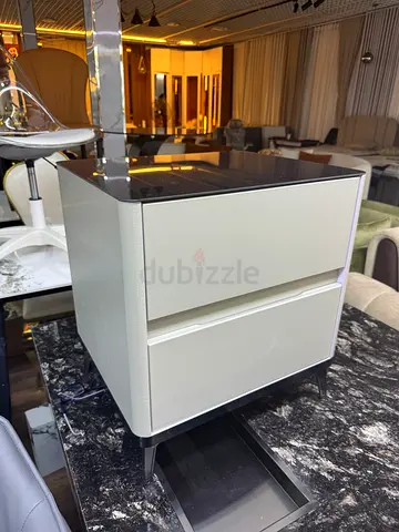 Modern 2-Drawer Bedside Nightstand glass top